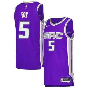 Eccezionale Ottimo Elegante De'Aaron Fox Sacramento Kings Nike Authentic Player Jersey Icon Edition Purple  per la Gara Importante