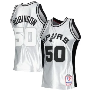 Gorgeous David Robinson San Antonio Spurs 1998/99 Hardwood Classics 75th Anniversary Swingman Jersey Platinum  per la Gara Importante