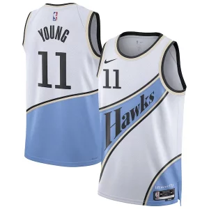 Fantastico Trae Young Atlanta Hawks Nike Unisex 2024/25 Swingman Player Jersey City Edition White  per la Gara Importante