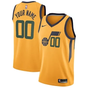 Bellissimo Versatile Utah Jazz Nike Swingman Custom Jersey Statement Edition Gold  per la Gara Importante