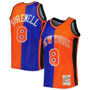 Bellissimo Latrell Sprewell New York Knicks Hardwood Classics 1998/99 Split Swingman Jersey Blue/Orange  per la Gara Importante