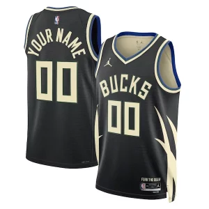 Bellissimo Pratico Attraente Milwaukee Bucks Jordan Brand Unisex 2022/23 Swingman Custom Jersey Statement Edition Black  per la Gara Importante