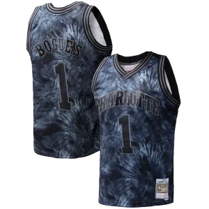 Attraente Trendy Muggsy Bogues Charlotte Hornets Hardwood Classics 1992/93 Tie Dye Swingman Jersey Black  per la Gara Importante