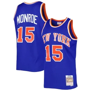 Stupendo Earl Monroe New York Knicks 2001/02 Hardwood Classics Swingman Jersey Blue  per la Gara Importante