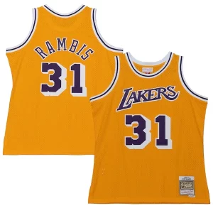 Meraviglioso Cool Kurt Rambis Los Angeles Lakers 1984/85 Swingman Jersey Gold  per la Gara Importante