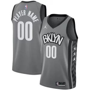 Magnifico Sofisticato Brooklyn Nets Jordan Brand Swingman Custom Jersey Statement Edition Gray  per la Gara Importante