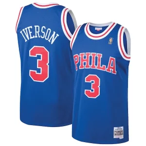 Prestigioso Lussuoso Raffinato Allen Iverson Philadelphia 76ers 1996/97 Hardwood Classics Throwback Swingman Jersey Royal  per la Gara Importante