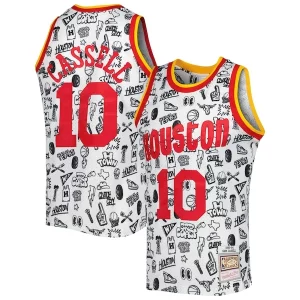 Attraente Gorgeous Sam Cassell Houston Rockets 1993/94 Hardwood Classics Doodle Swingman Jersey White  per la Gara Importante