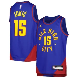 Attraente Elegante Nikola Jokic Denver Nuggets Jordan Brand Youth Swingman Jersey Statement Edition Blue  per la Gara Importante