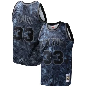 Cool Patrick Ewing New York Knicks Hardwood Classics 1991/92 Tie Dye Swingman Jersey Black  per la Gara Importante
