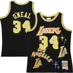 Cool Gorgeous Ottimo Shaquille O'Neal Los Angeles Lakers 1996/97 Swingman Sidewalk Sketch Jersey Black  per la Gara Importante
