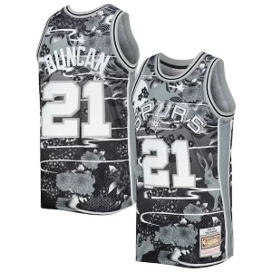 Splendido Tim Duncan San Antonio Spurs 1998/99 Hardwood Classics Lunar New Year Swingman Jersey Silver  per la Gara Importante