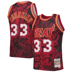 Lussuoso Fantastico Resistente Alonzo Mourning Miami Heat Hardwood Classics 1996/97 Lunar New Year Swingman Jersey Red  per la Gara Importante
