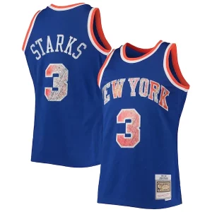 Splendido John Starks New York Knicks 1991/92 Hardwood Classics NBA 75th Anniversary Diamond Swingman Jersey Blue  per la Gara Importante