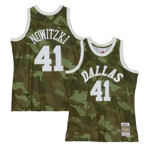 Fascinante Trendy Bellissimo Dirk Nowitzki Dallas Mavericks Hardwood Classics 1998/99 Ghost Green Swingman Jersey Camo  per la Gara Importante