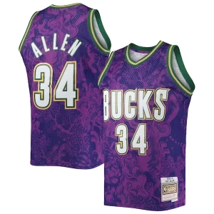 Eccezionale Ray Allen Milwaukee Bucks Hardwood Classics 2000/01 Lunar New Year Swingman Jersey Purple  per la Gara Importante