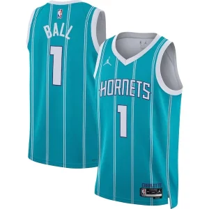 Fantastico Prestigioso LaMelo Ball Charlotte Hornets Jordan Brand Unisex Swingman Jersey Icon Edition Teal/White  per la Gara Importante