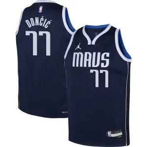 Cool Luka Doncic Dallas Mavericks Jordan Brand Youth Swingman Jersey Statement Edition Navy  per la Gara Importante