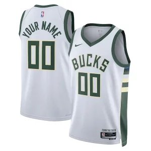 Pratico Attraente Trendy Milwaukee Bucks Nike Unisex Swingman Custom Jersey White Association Edition  per la Gara Importante