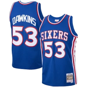 Incantevole Darryl Dawkins Philadelphia 76ers 1976/77 Hardwood Classics Swingman Jersey Royal  per la Gara Importante