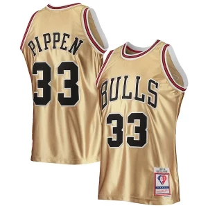 Gorgeous Magnifico Carino Scottie Pippen Chicago Bulls 75th Anniversary 1997/98 Hardwood Classics Swingman Jersey Gold  per la Gara Importante