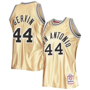 Elegante George Gervin San Antonio Spurs 75th Anniversary 1977/78 Hardwood Classics Swingman Jersey Gold  per la Gara Importante