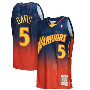 Sofisticato Raffinato Accattivante Baron Davis Golden State Warriors 2006/07 Hardwood Classics Fadeaway Swingman Player Jersey Navy/Orange  per la Gara Importante