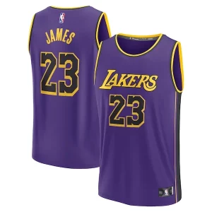 Elegante Pratico Duraturo LeBron James Los Angeles Lakers 2022/23 Fast Break Replica Jersey Statement Edition Purple  per la Gara Importante