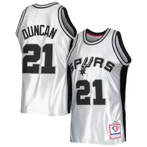 Pratico Meraviglioso Duraturo Tim Duncan San Antonio Spurs 1998/99 Hardwood Classics 75th Anniversary Swingman Jersey Platinum  per la Gara Importante
