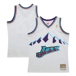 Magnifico Incantevole Utah Jazz 1996 97 Hardwood Classics Swingman Jersey White  per la Gara Importante