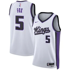 Cool Versatile Stupendo De'Aaron Fox Sacramento Kings Nike Unisex Swingman Jersey Association Edition White/Black  per la Gara Importante