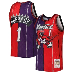 Moderno Incantevole Tracy McGrady Toronto Raptors Hardwood Classics 1998/99 Split Swingman Jersey Purple/Red  per la Gara Importante