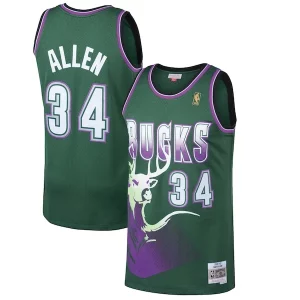 Accattivante Moderno Delizioso Ray Allen Milwaukee Bucks 1996/97 Hardwood Classics Swingman Jersey Kelly Green  per la Gara Importante