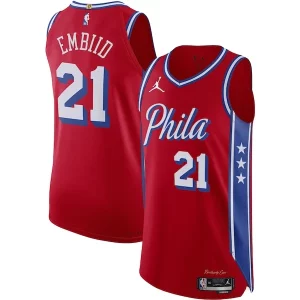 Cool Joel Embiid Philadelphia 76ers Jordan Brand Authentic Player Jersey Statement Edition Red  per la Gara Importante