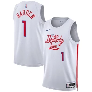 Carino James Harden Philadelphia 76ers Nike Unisex 2022/23 Swingman Jersey City Edition White  per la Gara Importante