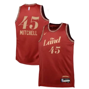 Eccezionale Incantevole Donovan Mitchell Cleveland Cavaliers Nike Youth Swingman Replica Jersey City Edition Wine  per la Gara Importante