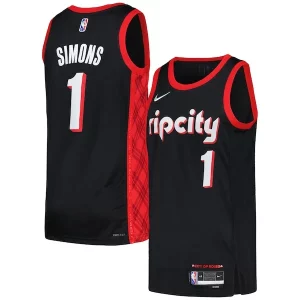 Fantastico Attraente Anfernee Simons Portland Trail Blazers Nike Swingman Player Jersey City Edition Black/Red  per la Gara Importante