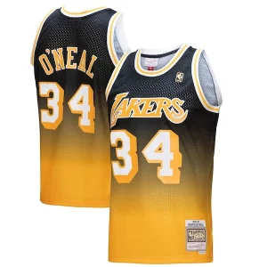 Versatile Pratico Shaquille O'Neal Los Angeles Lakers 1996/97 Hardwood Classics Fadeaway Swingman Player Jersey Gold/Black  per la Gara Importante