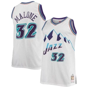 Magnifico Stupendo Karl Malone Utah Jazz 1996/97 Big & Tall Hardwood Classics Swingman Jersey White/Purple  per la Gara Importante