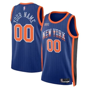 Prestigioso Resistente Robusto New York Knicks Nike Unisex 2023/24 Custom Swingman Jersey Blue City Edition  per la Gara Importante