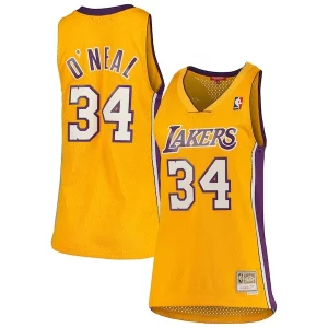 Duraturo Shaquille O'Neal Los Angeles Lakers Women's 1999/00 Hardwood Classics Swingman Jersey Gold  per la Gara Importante