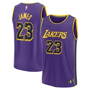 Raffinato LeBron James Los Angeles Lakers Youth Fast Break Replica Player Jersey Statement Edition Purple  per la Gara Importante