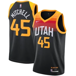 Magnifico Pratico Donovan Mitchell Utah Jazz Nike 2021/22 Swingman Player Jersey Black City Edition  per la Gara Importante