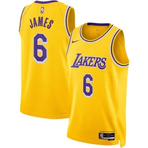 Comodo LeBron James Los Angeles Lakers Nike Unisex Swingman Jersey Icon Edition Gold  per la Gara Importante