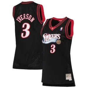 Ottimo Robusto Resistente Allen Iverson Philadelphia 76ers Women's 2000/01 Hardwood Classics Swingman Jersey Black  per la Gara Importante