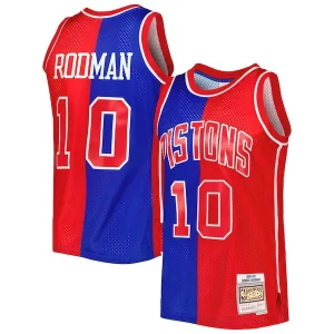 Versatile Dennis Rodman Detroit Pistons Hardwood Classics 1988/89 Split Swingman Jersey Blue/Red  per la Gara Importante