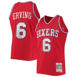 Eccezionale Classico Julius Erving Philadelphia 76ers 1982/83 Hardwood Classics NBA 75th Anniversary Diamond Swingman Jersey Red  per la Gara Importante