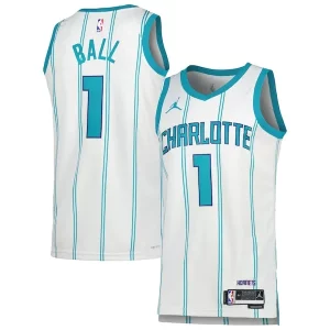 Resistente LaMelo Ball Charlotte Hornets Jordan Brand Unisex Swingman Jersey Association Edition White/Teal  per la Gara Importante