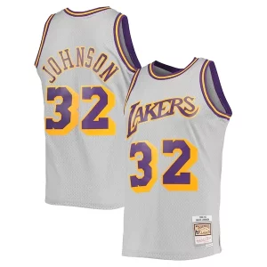 Prestigioso Versatile Magic Johnson Los Angeles Lakers 1984 85 Hardwood Classics Reload 2.0 Throwback Swingman Jersey Gray  per la Gara Importante