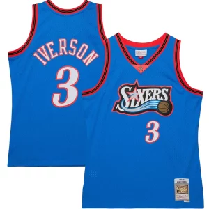 Duraturo Versatile Gorgeous Allen Iverson Philadelphia 76ers Hardwood Classics 1997/98 Tropical Swingman Jersey Royal  per la Gara Importante